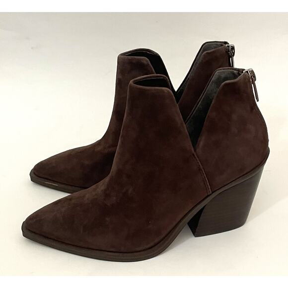 Vince Camuto Suede Leather 3.5" Heel Pointed Toe Bootie Brown Size 7.5 NEW - Picture 1 of 8